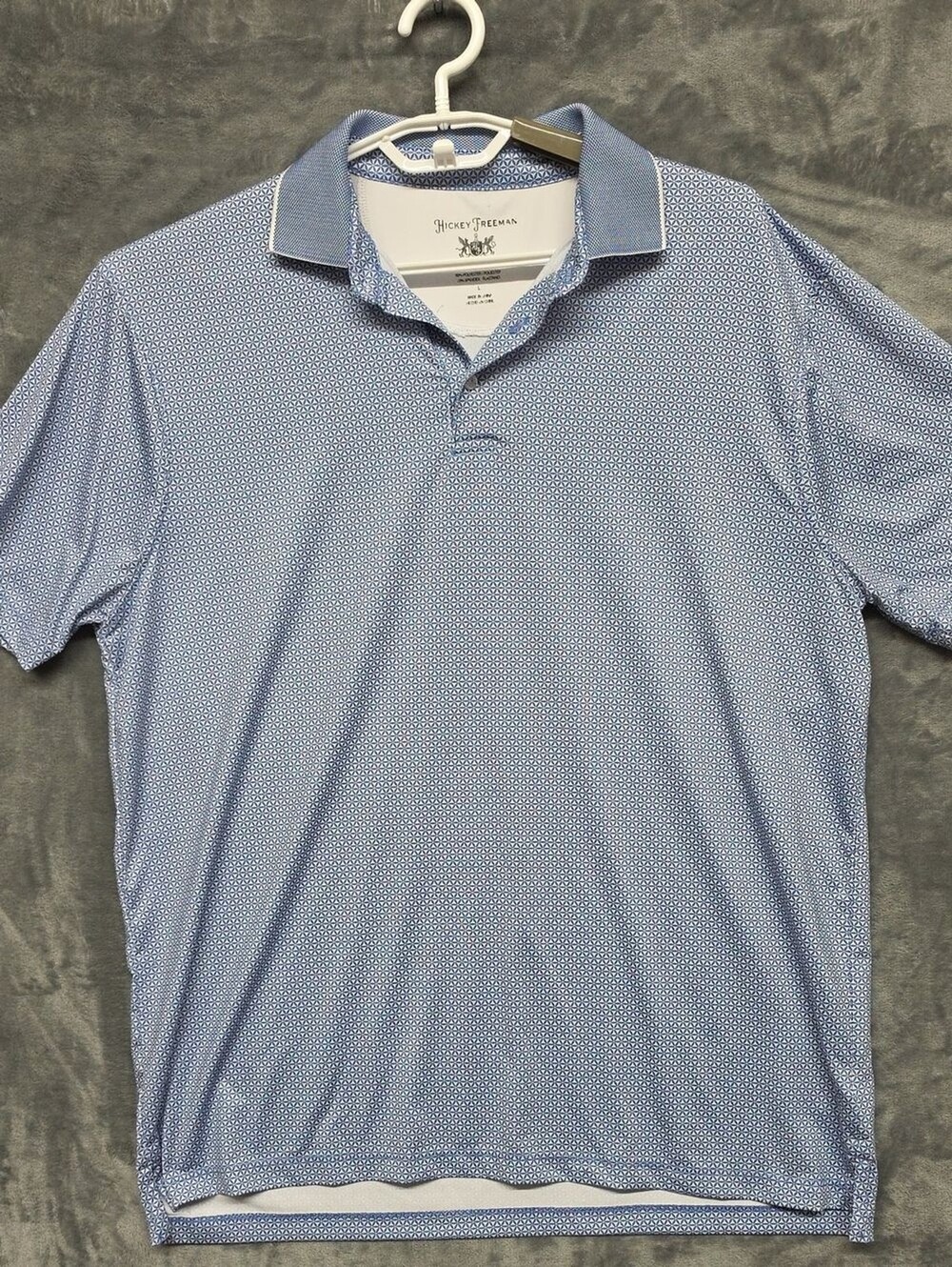 Hickey Freeman Light Blue Microdot Polo sz Large